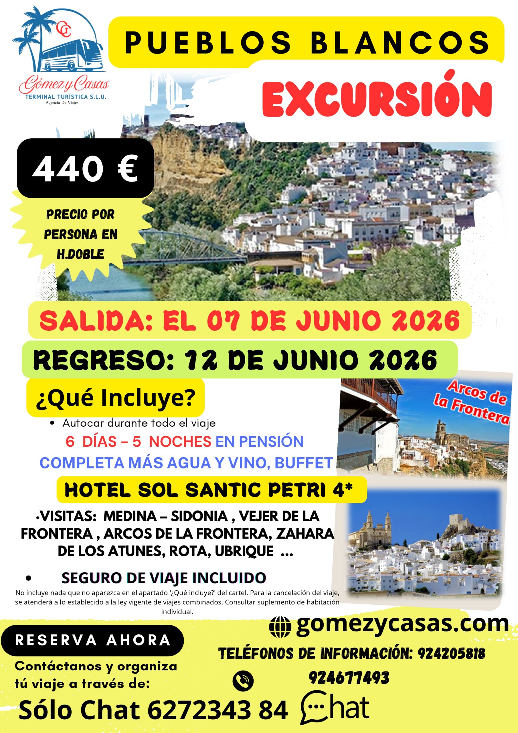 LOS PUEBLOS BLANCOS DEL 7 AL 12 DE JUNIO DE 2026