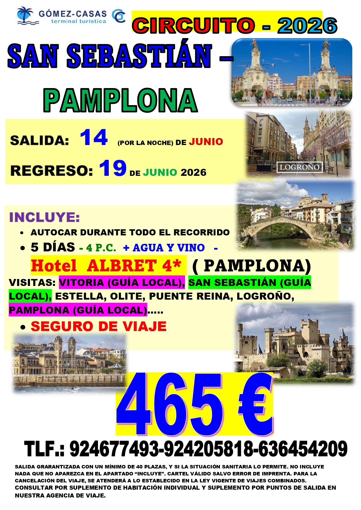 SAN SEBASTIAN Y PAMPLONA DEL 14 AL 19 DE JUNIO DE 2026