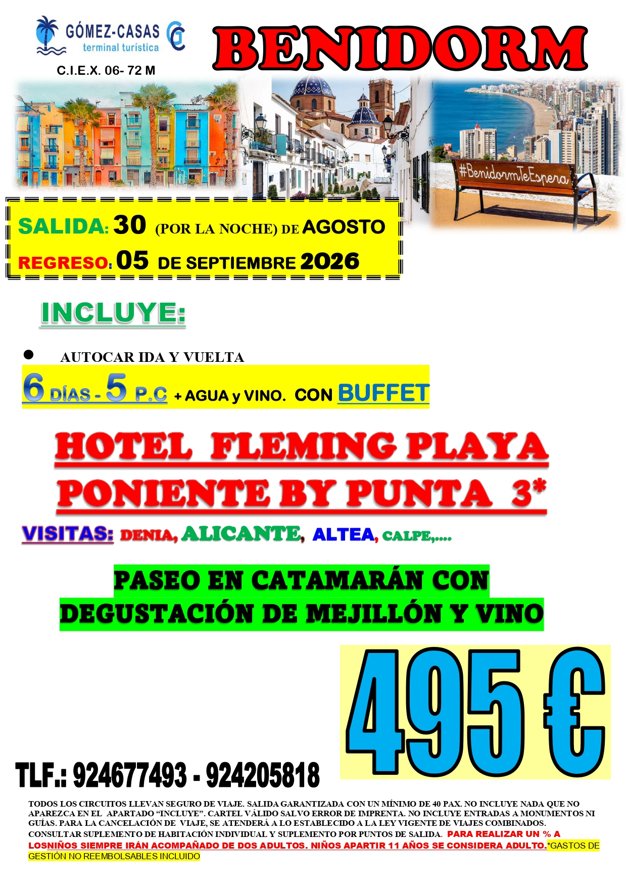 BENIDORM DEL 30 DE AGOSTO AL 5 DE SEPTIEMBRE DE 2026