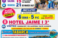 BENIDORM Y FALLAS GANDIA – DENIA DEL 15 (NOCHE) DEL 21 DE MARZO DE 2027